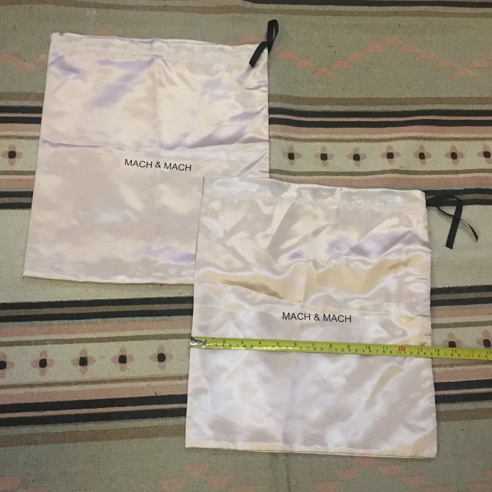 Two (2) Mach & Mach Pink Satin light soft drawstring  15” x 16” dust bag garment